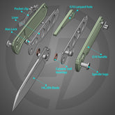 King Penguin G062 Folding Knife (3.35''+14C28N+G10 Handle)-Crossbar Lock-Thumb Stud-Olitans